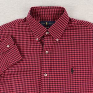 Ralph Lauren Shirt Mens Size M Red Black Classic Fit Long Sleeve Button Down